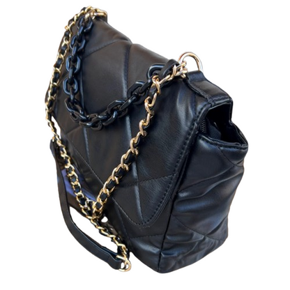 👜 Bolso acolchado negro con cadena dorada estilo clásico y sofisticado