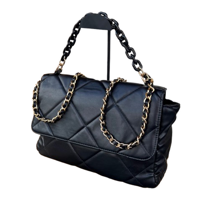 👜 Bolso acolchado negro con cadena dorada estilo clásico y sofisticado