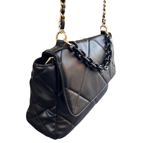 👜 Bolso acolchado negro con cadena dorada estilo clásico y sofisticado