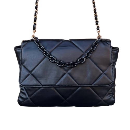 👜 Bolso acolchado negro con cadena dorada estilo clásico y sofisticado