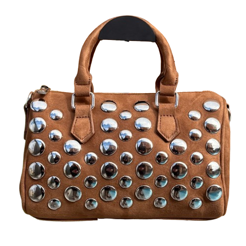 Bolso Bowling Glam Rock tachuelas plateadas
