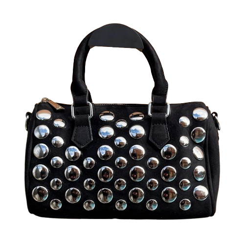 Bolso Bowling Glam Rock tachuelas plateadas