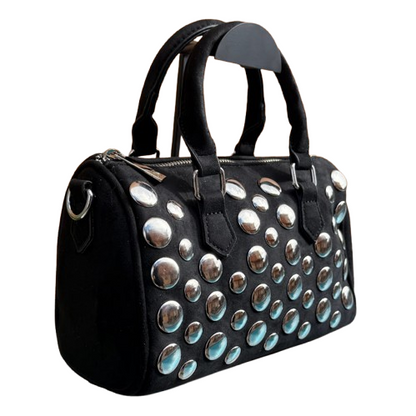 Bolso Bowling Glam Rock tachuelas plateadas