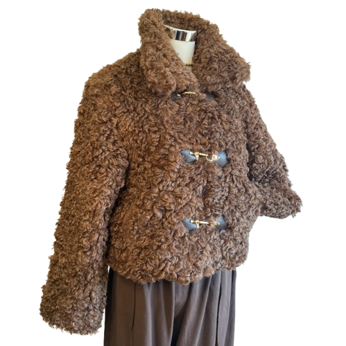 Chaqueta rizada efecto pelo de caniche marrón chocolate