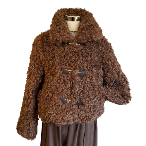 Chaqueta rizada efecto pelo de caniche marrón chocolate