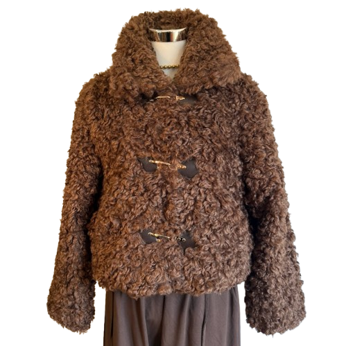 Chaqueta rizada efecto pelo de caniche marrón chocolate