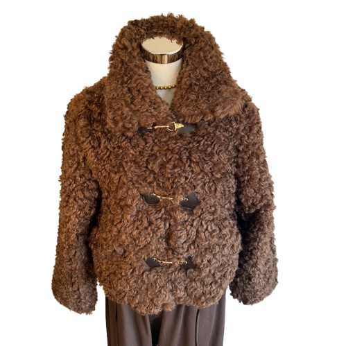Chaqueta rizada efecto pelo de caniche marrón chocolate