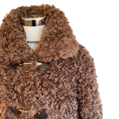 Chaqueta rizada efecto pelo de caniche marrón chocolate
