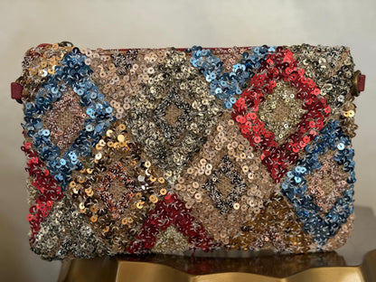 Cartera de mano de lentejuelas + asa larga